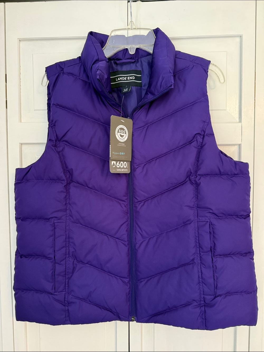 Lands' End Women’s Purple Down Puffer Vest Petite Large